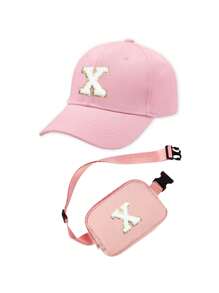 2pcs Set Personalized 26 Letter Kids Baseball Cap & Shoulder Bag, 1pc Fashion Letter Side Bag, Suitable For Girls & Boys Daily Outings