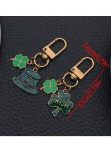 7件套圣帕特里克节爱尔兰绿三叶草帽子、包包挂饰、钥匙扣、小饰品 - 綠色 - 查看 6