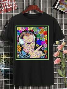 Women's Floral Paulie T-Shirt Pretty Summer Casual Fashion Tees - Black - View 2