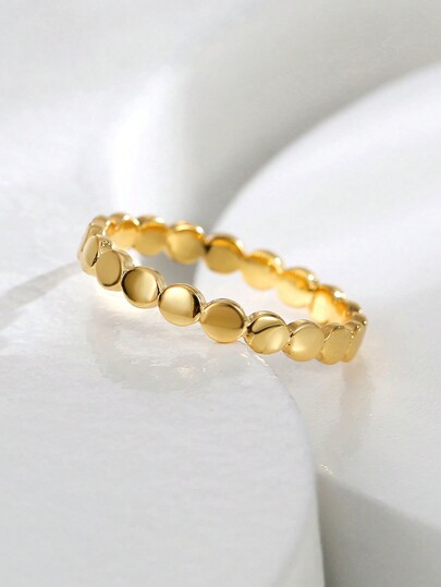 Charm-In Einfacher & modischer Schmuck, goldfarbener glatter Metallkugelring, Goldfarben Damenring, nicht verblassend, Alltagsschmuck, Geschenk