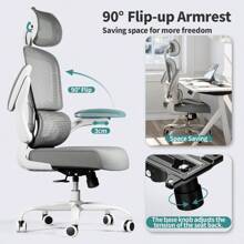 TRALT - Silla de Oficina ergonómica, 330 Libras para el hogar, sillas de computadora de Oficina con Ruedas, cómoda Silla de Juegos (Blanco) - Gris - Ver 4