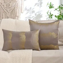 Miater 金色装饰垫套，带提花几何图案，适用于客厅和卧室