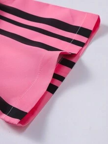 Men's Casual Striped Short Sleeve Shirt, Summer - Pink - View 5