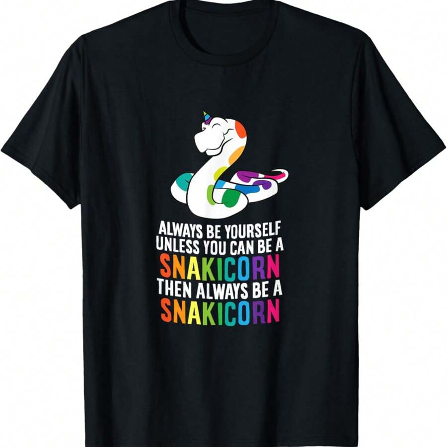 Snake Pet Always Be A Snakicorn Birthday Unicorn Snake T-Shirt - 黑色 - 查看 1