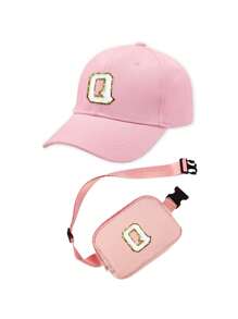 2pcs Set Personalized 26 Letter Kids Baseball Cap & Shoulder Bag, 1pc Fashion Letter Side Bag, Suitable For Girls & Boys Daily Outings