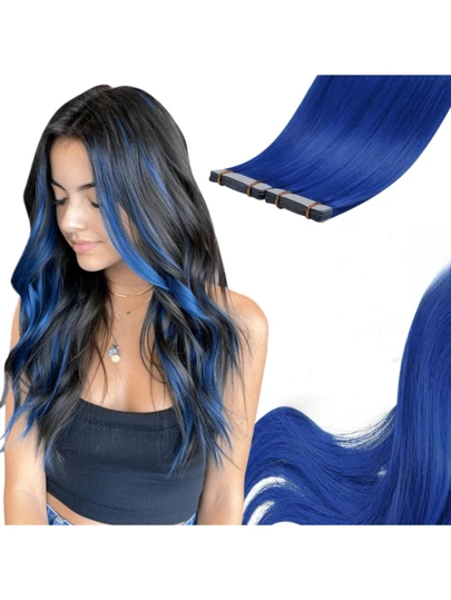 Seamless Tape In Hair Extensions Human Hair Straight Extensions Skin Weft Adhesive Glue On Salon Quality For Woman 20PCS/30g Halloween Costumes