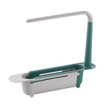 Kitchen Sink Organizer Telescopic Sink Shelf Soap Sponge Holder Towel Hanger Sink Drain Rack With Drainer Basket Kitchen Gadgets - 綠色 - 查看 1