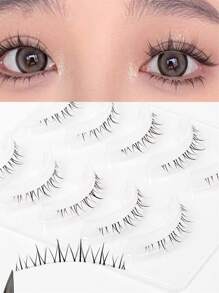 1 caja de pestañas postizas que parecen naturales - Banda transparente, estilo anime afilado apto para cosplay, reutilizable, ideal para principiantes