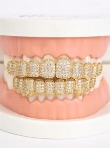 1pc Fashion Personalized Hip Hop Grillz Cut-Out Zirconia Grillz Grills Golden Teeth Large Zirconia Copper Light Luxury Jewelry For Both Men And Women - Multicolor - View 6