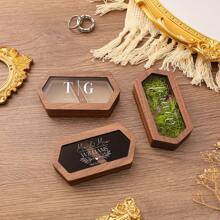 Personalized Wedding Ring Box - Carved Wooden Double-Grooved Ring Box For Proposal - Custom Rustic Ring Box For Engagements, Weddings, And Anniversaries - Vintage And Unique Gift For Mom, Dad, Family, Valentine's Day, And All Wedding Celebrations - Perfect For Outdoor Weddings, Beach Ceremonies, And Intimate Gatherings
