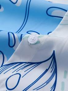 Áo sơ mi Hawaii tay ngắn thường ngày cho nam, họa tiết tre lưng rùa màu xanh da trời, mùa hè - Màu xanh nhạt - Xem 5