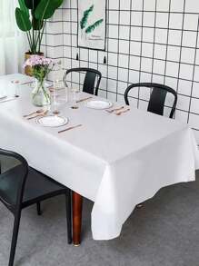 1 件白色加厚一次性派对桌布，防水防油派对生日餐桌布，无需清洗