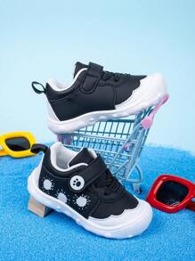 Sapatos De Bebê De Preto E Branco Para Primavera/Outono Com Ajustável, Design Fácil De Calçar E Tirar, Bico Anticolisão, Macio E Confortável, Sola Antiderrapante, Adequado Para Roupas Diárias - Preto e Branco - Ver 2