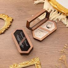 Personalized Wedding Ring Box - Carved Wooden Double-Grooved Ring Box For Proposal - Custom Rustic Ring Box For Engagements, Weddings, And Anniversaries - Vintage And Unique Gift For Mom, Dad, Family, Valentine's Day, And All Wedding Celebrations - Perfect For Outdoor Weddings, Beach Ceremonies, And Intimate Gatherings