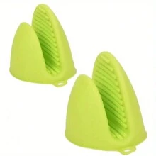 2 Pieces Black Silicone Oven Mitts - Heat Resistant, Textured Grip With Hanging Loop, Suitable For Kitchen - Great For Cooking And Baking, Oven Gloves And Pot Holders - Multicolor - View 11