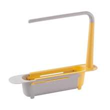 Kitchen Sink Organizer Telescopic Sink Shelf Soap Sponge Holder Towel Hanger Sink Drain Rack With Drainer Basket Kitchen Gadgets - Black - View 7