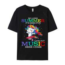 So Long Back To School First Day Music Funky Men T Shirts Casual Birthday Tops Tees Cotton Casual Tshirts