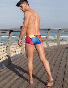Taddlee Sexy Swimwear Men Swimsuits Swimming Surf Boxer Briefs Trunks Shorts Pad Blue - Đỏ - Xem 3