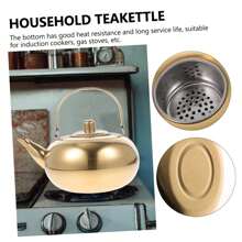 1件大容量加厚不锈钢玲珑茶壶花茶壶酒店餐厅自助餐厅茶壶带盖茶壶水壶户外露营 - 金色 - 查看 7