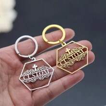 1pc Stainless Steel Personalized Keychains, Customized Forest Deer Name Keychain, Customized Tooth Letter Keychain, Customized Animal Bat Keychain,Laser Engraved Nameplate Pendant Keyrings, Custom Text Name Date Key Chains, Birthday Love Gift Jewelry