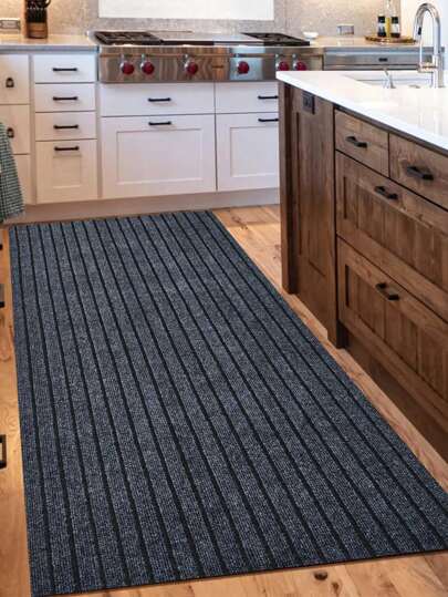 Washable Non-Slip Kitchen Mat Lightweight Doormat  Carpet Bathroom Hallway Entrance Solid Color Stripe Kitchen Rug ,Room Decor