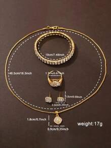 6 pièces Montres Élégantes Avec Strass, En Acier Inoxydable, Mode Simple, Montre Bracelet De Luxe Pleine De Strass Quartz
