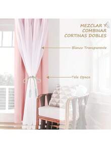 Opacas Cortinas Blackout para Recamara O Sala 2 Paneles,Cortinas Dobles Niñas por Pieza 137 x 213 cm,Cortinas Blackout para Recamara con Aislamiento Térmico,Adecuado para Dormitorios y Salones,Rosa - Rosa - Ver 4
