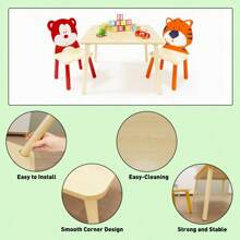 Table And 2 Chairs Set 3 Pieces Toddler Table And Chair Set Wooden Activity Play Table Set BearandTiger