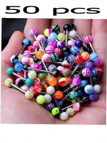 100 pièces de piercing de langue en gros, barbell de piercing de langue 14g, en plusieurs couleurs pour hommes et femmes, en acrylique