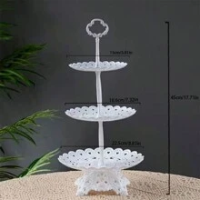 派對生日塑料水果盤,歐式風格,多功能,適用於客廳咖啡桌,大型乾果盤,蛋糕盤 - 白色 - 查看 2