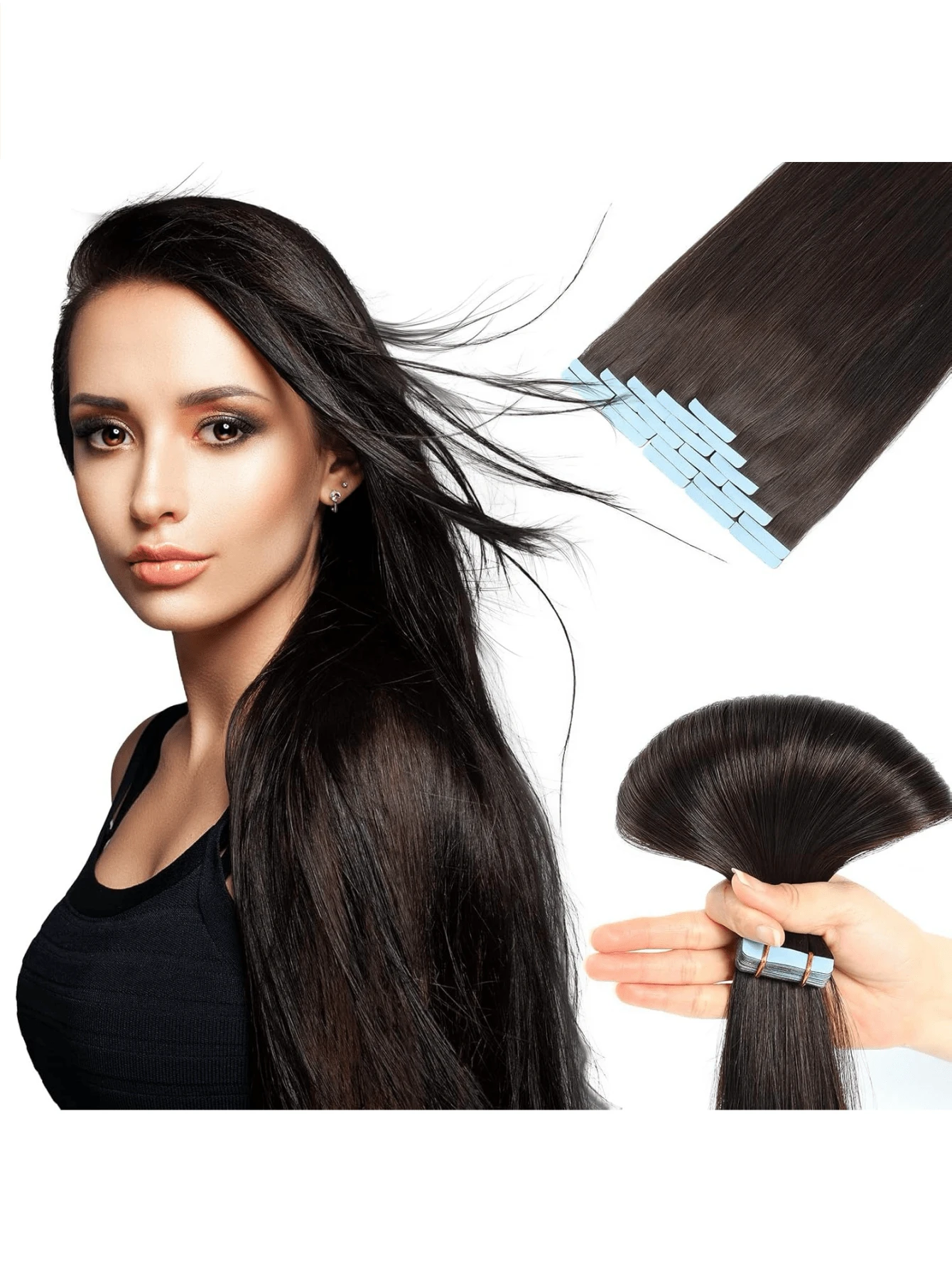 Seamless Tape In Hair Extensions Human Hair Straight Extensions Skin Weft Adhesive Glue On Salon Quality For Woman 20PCS/30g Halloween Costumes