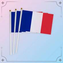 3pcs Hand-Waved World Country Flag Pole For Football Game Fans Cheering, Made Of Polyester Fabric, Suitable For Match Support, Home Decor, Outdoor Garden Decor - Multicolor - View 9