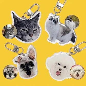 1pc Customizable Acrylic Pet Keychain Pendant With Lobster Clasp, Personalized Photo Cat & Dog Charm, Cartoon Animal Theme Keyring, Ideal Birthday Gift,Durable,Colorful,Cute,Adorable,Funny,Kawaii,Y2K,Stylish,Unisex,Casual,Custom,Personalized,Unique,Customized,Ideal Gifts For Him,Ideal Gifts For Her,Her,Boyfriend,Girlfriend,Family,Friends