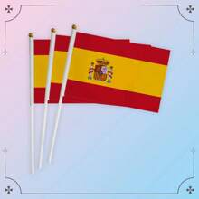 3pcs Hand-Waved World Country Flag Pole For Football Game Fans Cheering, Made Of Polyester Fabric, Suitable For Match Support, Home Decor, Outdoor Garden Decor - Multicolor - View 6