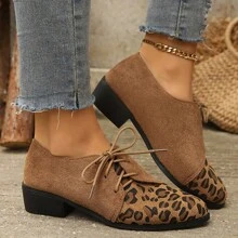 Mocasines suaves transpirables para mujer, nuevos zapatos retro de leopardo de moda para mujer - Marrón Mocha - Ver 1