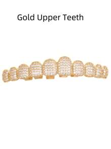 1pc Fashion Personalized Hip Hop Grillz Cut-Out Zirconia Grillz Grills Golden Teeth Large Zirconia Copper Light Luxury Jewelry For Both Men And Women - Multicolor - View 13