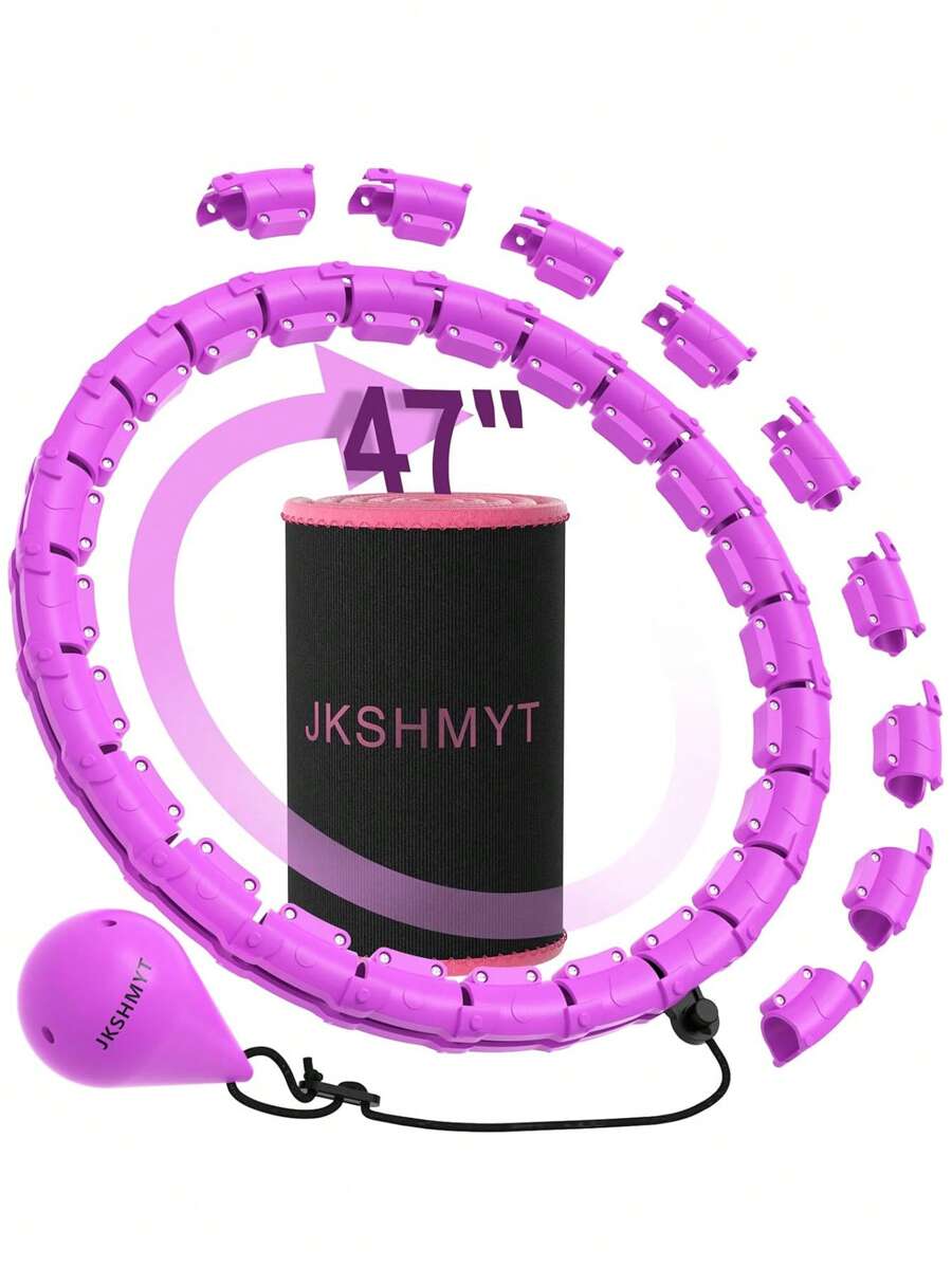 JKSHMYT Weighted Circle For Adults Weight Loss, Fitness Hoop Plus Size 47 Inch/120cm, Include 24 Detachable Links And Waist Trainer For Women - Màu tím - Xem 1