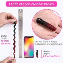 DWNSEN 9Packs 180 Strands 10 Inch Short Crochet Hair For  Women African Collection Crochet Braiding Hair(8mm) Synthetic Hair Extension Afro Twist  Prelooped Crochet Hair Hair Extensions For DIY Mohawk Afro Braided Wigs(1B/BUG Natural Black/Burgundy) Free Installation Tools - 3 Packs 60 strands - 查看 6