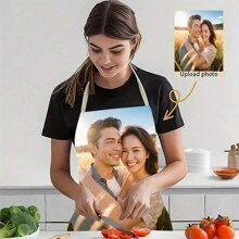 1 pieza Delantal personalizado, regalo ideal para amigos, parejas, familia, compañeros de trabajo para cumpleaños, aniversario, hecho de lino, apto para uso en la cocina