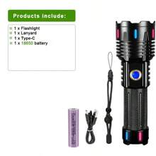 8000000LM Super Powerful Flashlight 800W Rechargeable Torch Light 3500 Meters High Power LED Flashlights Waterptoof Lantern - Black - View 15