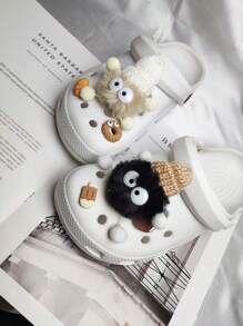 6PCS/Set - Cute Fluffy Pom Poms, Charming Cartoon Style Shoe Decorations, Attractive Gifts, Shoe Charms, Shoe Accessories, Perfect Gifts, Charming Party & Holiday Items (Shoes Not Included)