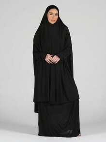 1 Stück Damen Abaya Zubehör Einfarbiger Ärmel All-In-One Kapuzen Gewand Gebetskleid, lässiger Khimar Hijab passend für den täglichen Gebrauch, Saudi-Arabien