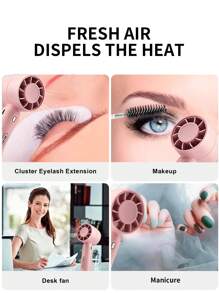 1pc Portable USB Rechargeable Mini Fan, Eyelash Dryer Fan, 3-Speed Adjustable Quiet Handheld Fan For Eyelash Extension, Air Conditioning Blower (Pink) - Pink - View 4