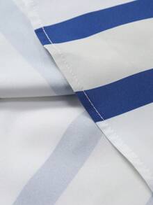 Casual Men's Striped Short Sleeve Shirt, Blue & White, Summer Holiday - Blue and White - View 6