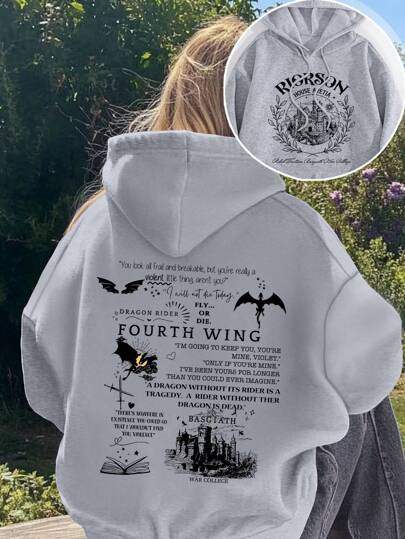 Moda criativa Dragoon Earth Fourth Wing Sports Top feminino casual com capuz