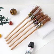 5pcs Creative Products Natural Crystal Magic Broom Pencil Handmade DIY Witch Halloween Energy Gem Children's School Supplies - Magic Broom Pencil - View 7
