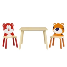 Table And 2 Chairs Set 3 Pieces Toddler Table And Chair Set Wooden Activity Play Table Set BearandTiger