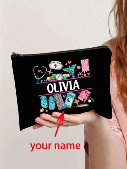 Customized Medical Storage Bag ,Toiletry Bag, Cosmetics Storage Bag,Multifunctional Storage Bag- Custom Your Name, Perfect For Nhs Thank You, New Grad, Hospital Staff & Medical Students Gifts,Nurse Cosmetic Makeup Bag Nurse Practitioner Gift Np Graduation Gift Zipper Pouch Bag For Nursing Student Teacher