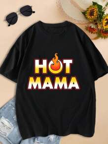Hot Mama Fun Best Mom Gifts Women's T-Shirts Mother's Day T-Shirt Funny Mom Tees - Black - View 1
