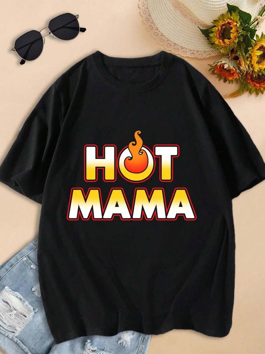 Hot Mama Fun Best Mom Gifts Women's T-Shirts Mother's Day T-Shirt Funny Mom Tees - Black - View 1